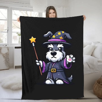 Discover Schnauzer Wizard Funny Dog Magic Baseball Tees Fleece Blankets