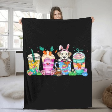 Discover Labrador Dog Coffee Lover Easter Bunny Fleece Blankets