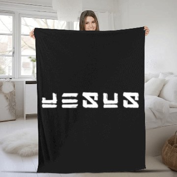 Discover Jesus typography art design Fleece Blankets