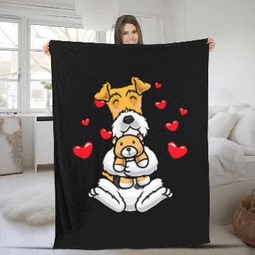 Discover Kawaii Fox Terrier Dog Stuffed Animal Wire Fox Terrier Fleece Blankets