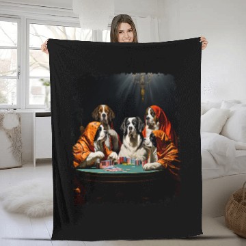 Discover Pokers St Bernard Dog Saint Bernard Baseball Tees Fleece Blankets