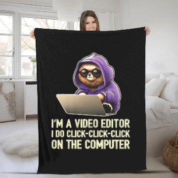Discover Im a Video Editor I Do ClickClickClick On The Computer 21 Baseball Tees Fleece Blankets