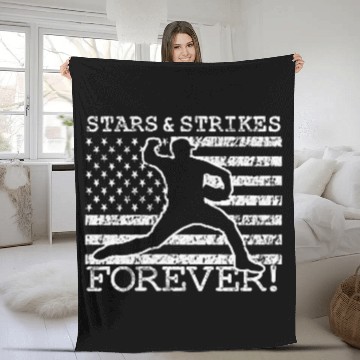 Discover Stars and Strikes Forever Baseball Pitcher American Flag Fleece Blankets
