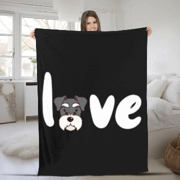 Discover SCHNAUZER DOG LOVE for valentines day Fleece Blankets