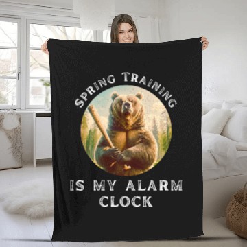 Discover Spring Training is My Alarm Clock baseball loving bear Baseball Tees Fleece Blankets
