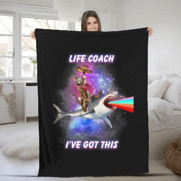 Discover Life Coachs Ive Got This Cute Cat Shark Rainbow Fleece Blankets