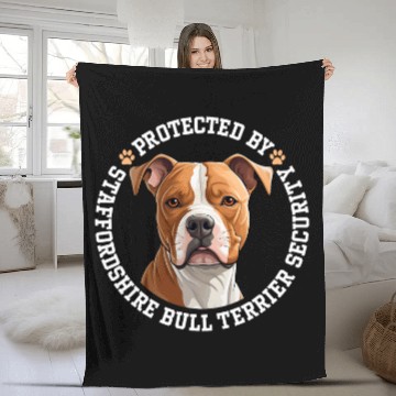 Discover Protected by Staffordshire Bull Terrier Security 1 Baseball Tees Fleece Blankets