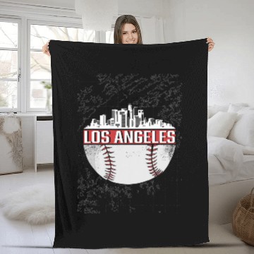 Discover los angeles Mens City Classic Baseball Cityscape Skyline Baseball Tees Fleece Blankets