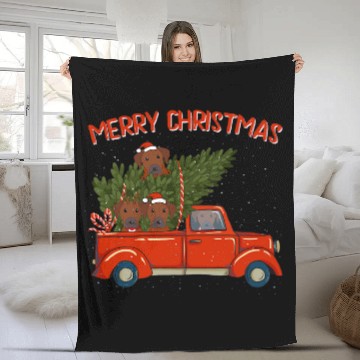 Discover Rhodesian ridgeback xmass vintages Red Pickup Fleece Blankets
