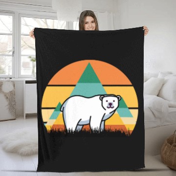 Discover Polar Bear 2Antarctica Bear Retro Sunset Zip Fleece Blankets