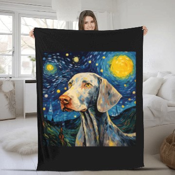Discover Weimaraner Starry Night For Dog Mom Dog Dad Fleece Blankets