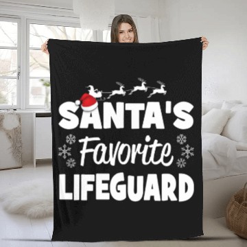 Discover Santas Favorite Lifeguard Funny Christmas Matching Fleece Blankets