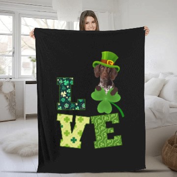 Discover German Shorthaired Pointer Dog St  Patricks Day Funny Irish Fleece Blankets