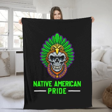 Discover Native American Pride Skull Style Fleece Blankets