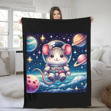Discover Kawaii Mouse in Space Cute Astronaut Mouse Baseball Tees Fleece Blankets
