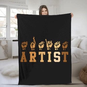 Discover Proud Artist ASL Sign Language Design Fleece Blankets