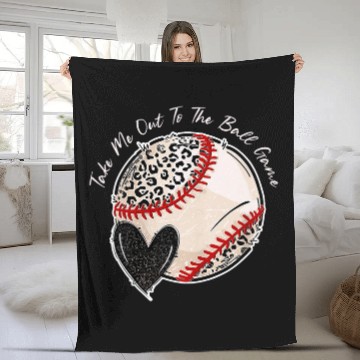 Discover Take Me Out To The Ball Game Leopard Baseball Player Lover Fleece Blankets