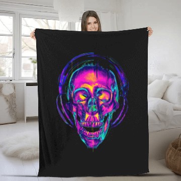 Discover skull DJ Table Skull Disc Jockey Headphones Baseball Tees Fleece Blankets