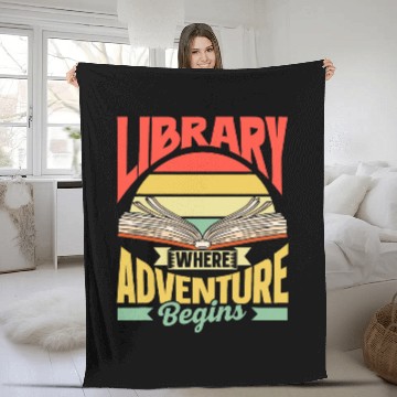 Discover Library Where Adventure Begins Books Librarian Library Baseball Tees Fleece Blankets