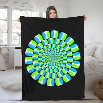 Discover Retro Trippy Optical Illusion Colorful Art Pattern teal Fleece Blankets