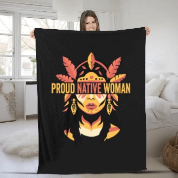 Discover Native american indigenous girl with feathers Baseball Tees Fleece Blankets