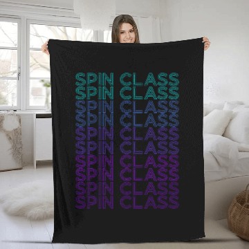Discover Spin Class Spinning Retro Indoor Cycling Zip Fleece Blankets