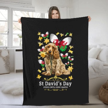 Discover St Davids Day Idea Kids Cocker Spaniel Welsh Daffodils Baseball Tees Fleece Blankets