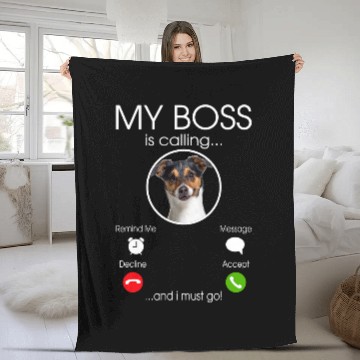 Discover Jack Russel My Boss Baseball Tees Fleece Blankets