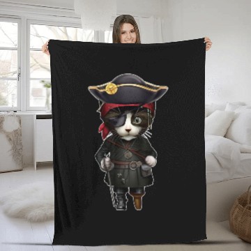 Discover Pirate Cat Funny Kitten Eye Patch Hook Jolly Roger Flag32 Fleece Blankets
