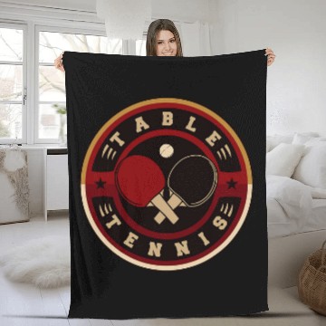 Discover Table Tennis Champion Bat Ping Pong Paddle Topspin Zip Fleece Blankets