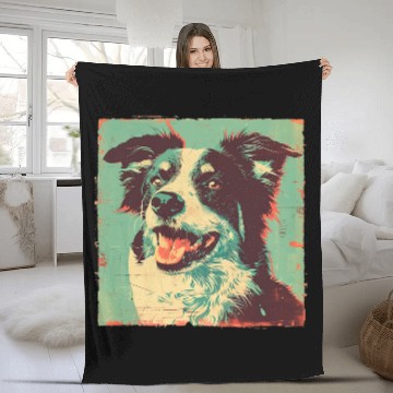 Discover Rustic Border Collie Farm Dog Fleece Blankets