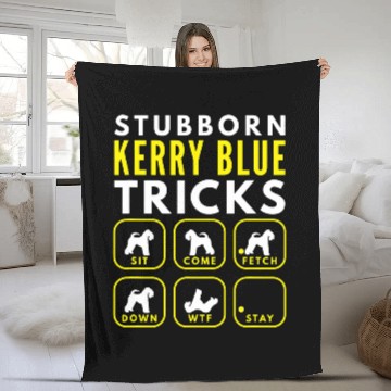 Discover Stubborn Kerry Blue Tricks Dog Training Fleece Blankets