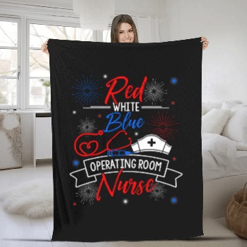 Discover Red White Blue Operating Room nurses Patriotic nurses Support Fleece Blankets