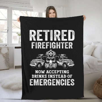 Discover Retired Firefighter Now Accepting Drinks Instead Emergencies Zip Fleece Blankets