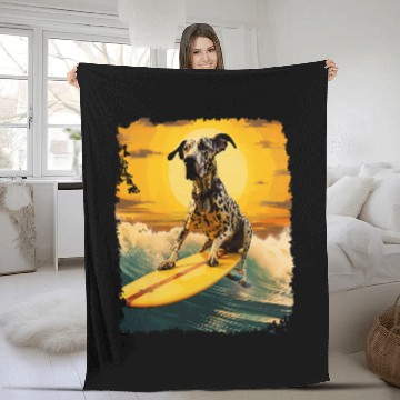 Discover Surfing Great Dane Zip Fleece Blankets