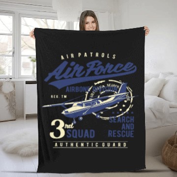 Discover Airplane Pilot Air forces Airborne Division Squad Pilot Fleece Blankets