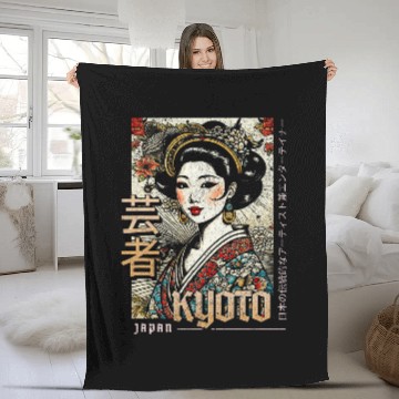 Discover Kyoto Japan Geisha Fleece Blankets