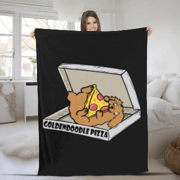 Discover Dog Goldendoodle Pizza Goldendoodle Dog Fleece Blankets