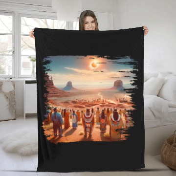 Discover Native American Southwest Solar Eclipse American Retro Zip Fleece Blankets