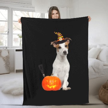 Discover Jack Russel Witch Hat Halloween Dog Costume Fleece Blankets