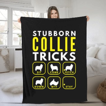 Discover Stubborn Collie Tricks Dog Training Fleece Blankets