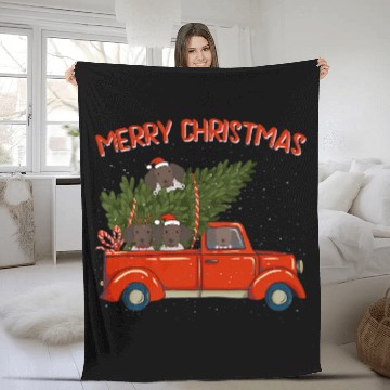 Discover German Shorthaired pointer Retro Truck Xmas Baseball Tees Fleece Blankets