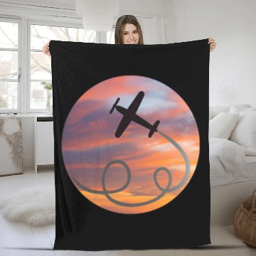 Discover Airplane Flying In Flight Pilot Aviator Aviation Themed Fleece Blankets