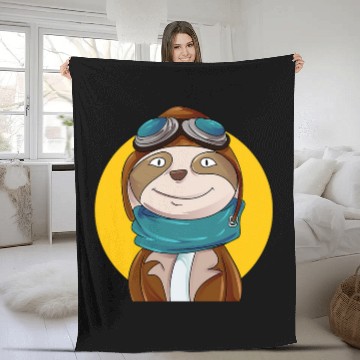 Discover Aviator Sloth Pilot Zip Fleece Blankets