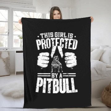 Discover This Girl Is Protected By A Pitbull Funny Pitbull Baseball Tees Fleece Blankets
