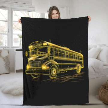 Discover School Bus Driver Art 27 Zip Fleece Blankets