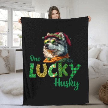 Discover Majestic Husky Gnome A St  Patricks Celebration 3 Fleece Blankets
