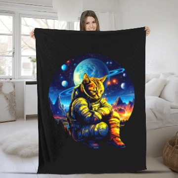 Discover Sad Astronaut Cat In Outer Space Galaxy Cat Astronaut Design Baseball Tees Fleece Blankets