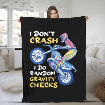 Discover Motocross I Dont Crash I Do Random Gravity Checks Fleece Blankets