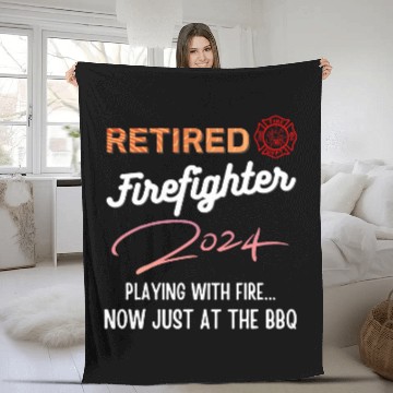 Discover Retired Firefighter 2024 2BBQ Chief Zip Fleece Blankets